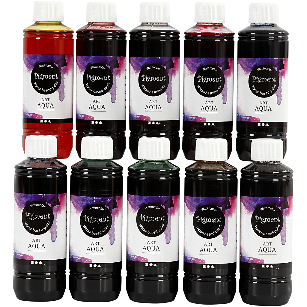 Vloeibare aquarelverf, diverse kleuren, 10x250 ml/ 1 doos