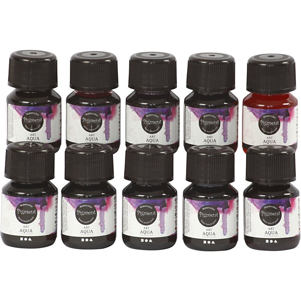 Vloeibare aquarelverf, diverse kleuren, 10x30 ml/ 1 doos