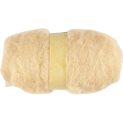 [CR451#780] Gekaarde wol - 100 gr, Lichtbeige