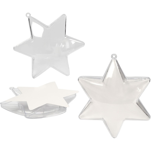 [CR52153] Étoile-déco, H: 10 cm, transparent, 5 pièce/ 1 Pq.