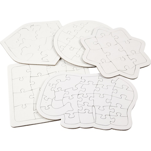 [CR57476] Puzzel blanco wit, 17-21 cm - 5 verschillende dessins (2x)