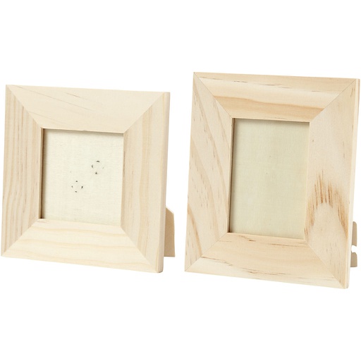 [CR577731] Fotolijst vierkant en rechthoek, 10x10 cm, 9x11 cm, set 2 stuks - Grenenhout