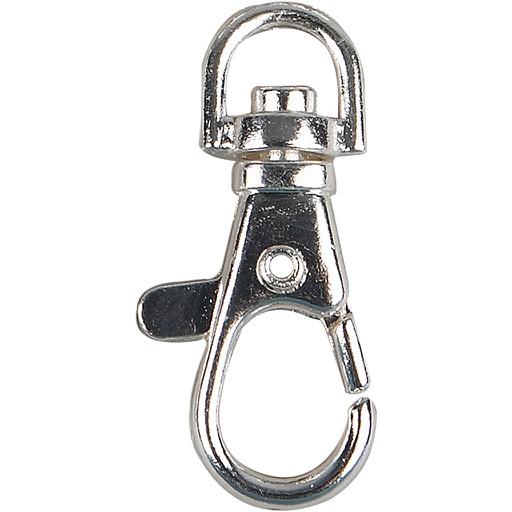 [CR613140] Sluiting / Sleutelhanger met draai-oog, verzilverd, d: 40 mm, 2 stuks