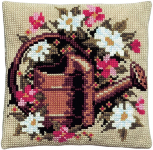 [PA4041#160] Kit coussin point de croix 40x40cm, Arosoir & Fleurs