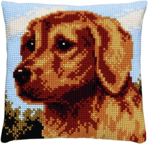 [PA4041#144] Kit coussin point de croix 40x40cm, Labrador