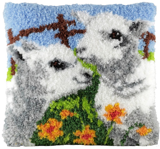 [PA4040#328] Knoopkussens 40x40cm, Lammetjes