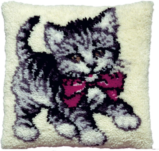 [PA4040#059] Knoopkussens 40x40cm, Kitten met strik