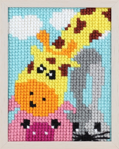 [PA0027#053] Pako voorgedrukt kruissteekpakket, Kindertekeningen 18x24cm