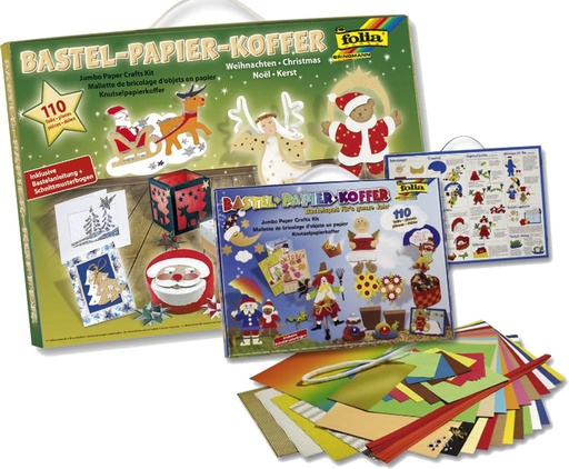 [FOL922] Papierkoffer, knutselset Etui "Kerst"- 110 onderdelen