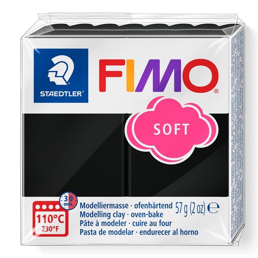 [S8020S#9] Fimo soft Boetseerklei, zwart, 8020-9, 57g