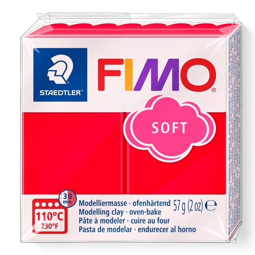 [S8020S#24] Fimo soft Boetseerklei, vuurrood, 8020-24, 57g