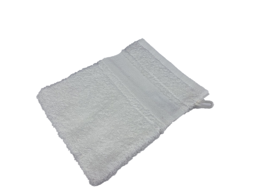 [B12270WH#02] Gant de toilette Softline galon aida 23x15cm, blanc cassé