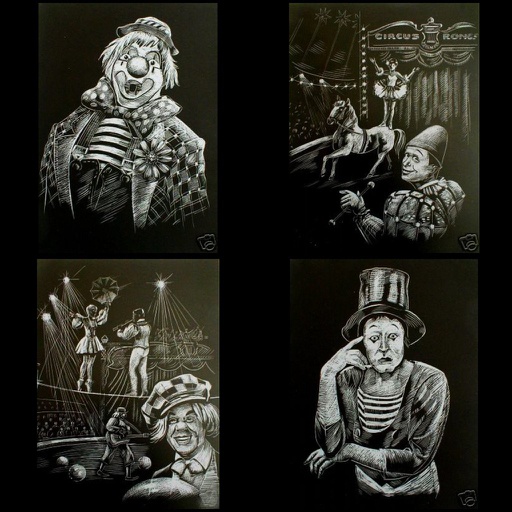 [906098#22] Set Scrapy 10x15cm, 4 cartes, clowns