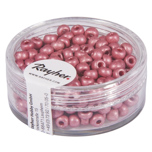 [R14316#258] Metallic-rocailles, wit, 4 mm, doosje à 17 g - rose