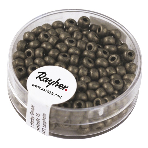 [R14316#572] Metallic-rocailles, wit, 4 mm, doosje à 17 g - antraciet