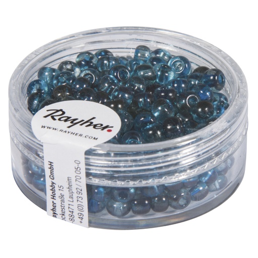 [R14382#370] Rocailles, ø 4 mm, Two Tone, doosje à 17 g - duifblauw