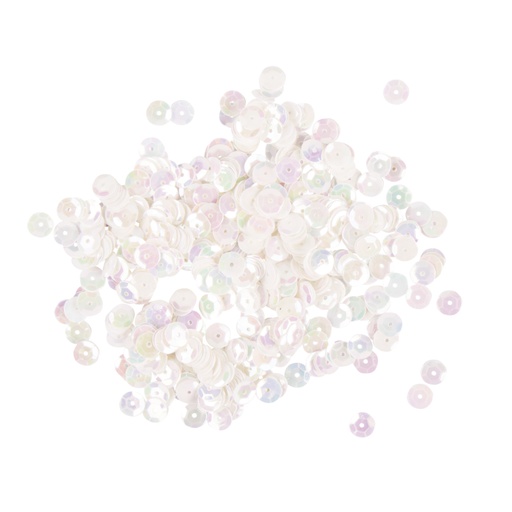 [R39270#90] Paillettes bombées, 6mm ø, blanc irisé, boîte 4000pces