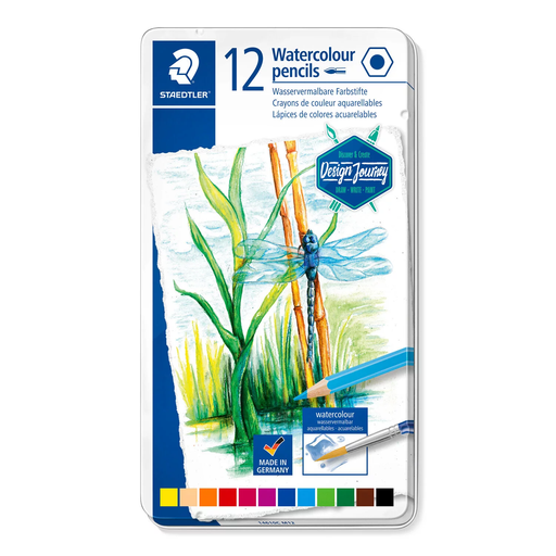 [S14610CM12] Staedtler crayons de couleur aquarel Design Journey étui métal 12 pc gamme de couleur