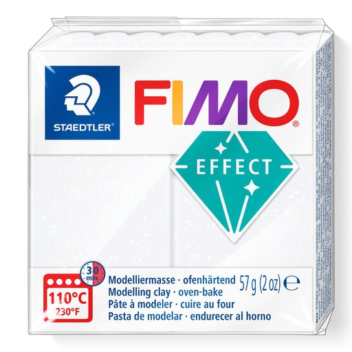 [S8020E#052] Fimo effect boetseerklei, 57gr - metallic wit**