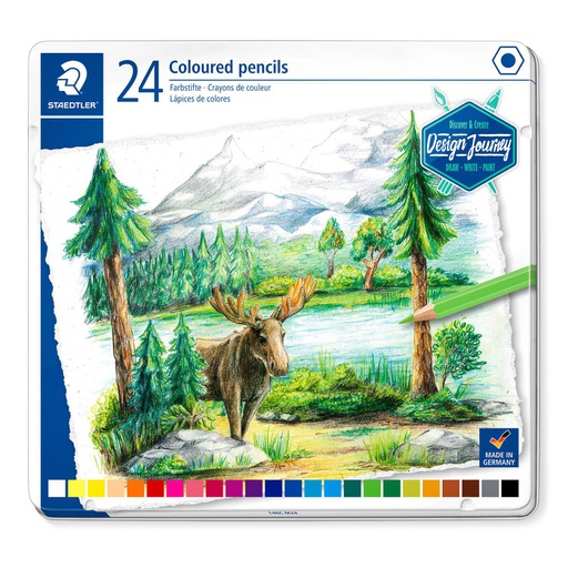 [S146CM24] Staedtler crayons de couleur - étui métal 24 pc Design Journey