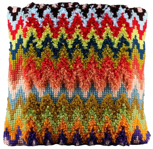 [PA4043#003] Knoop/Kruissteek-kussen 40x40cm, Zigzag