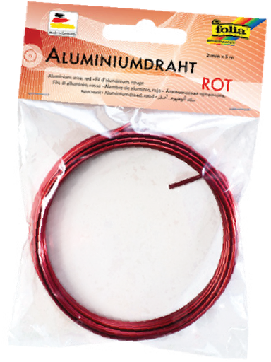 [FOL796#20] Aluminiumdraad 2 mm, 5 m - Rood