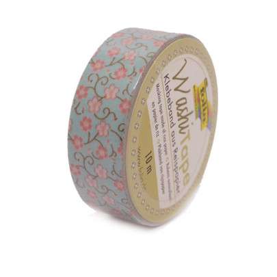 [FOL26028] Washi-Tape, 15mmx10m, Couronne de fleurs bleu