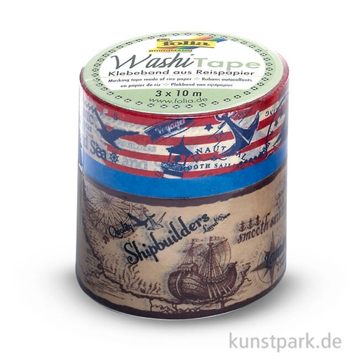 [FOL26303] Washi-Tape, Set SEAFARING, 30mm/15mm/5mm x 10m*