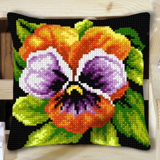 [BE4041#70] Kit Kruissteekkussen Decoline 40x40cm, n°70 Viooltje