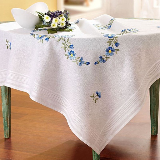 [BE80#11458] Nappe à broder pré-imprimée, 80x80 cm, fil inclus, point de tige