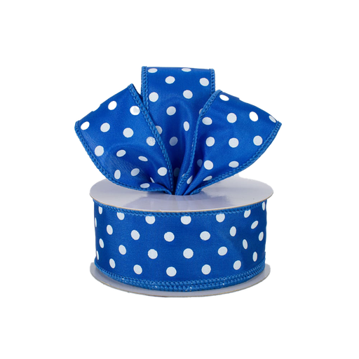 [012251B2520#12] Lint Polka Dots Blauw, 23mm breed, rol 20m