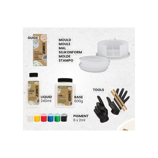 [AC100-MIN5] Jesmonite AC100 KIT MINI 5 - Support et 4 sous-verres ronds