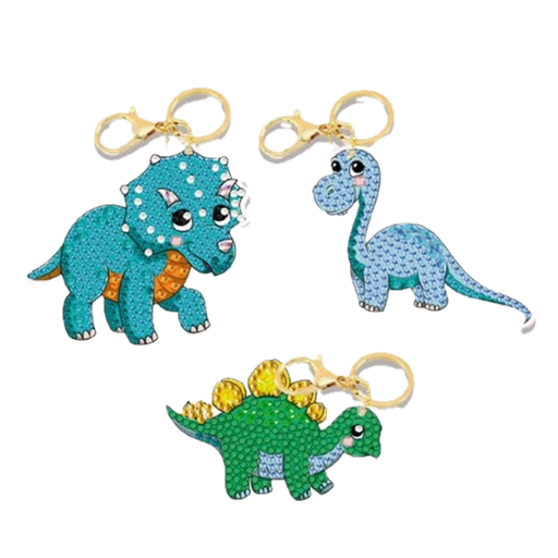 [CAKC#A6] Crystal Art Keyring Dinosaur Friends