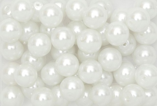 [P12#582] Perles de Cire , 8mm, 200gr, Blanc