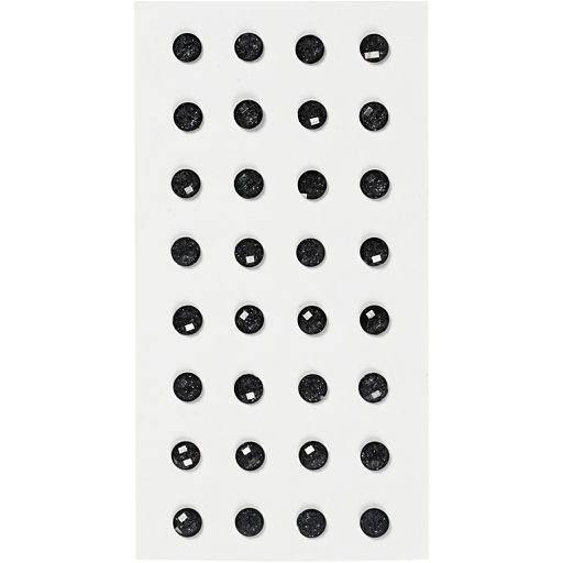 [CR283802] Pierres de strass, d: 8 mm, noir, 32 pièce/ 1 Pq.