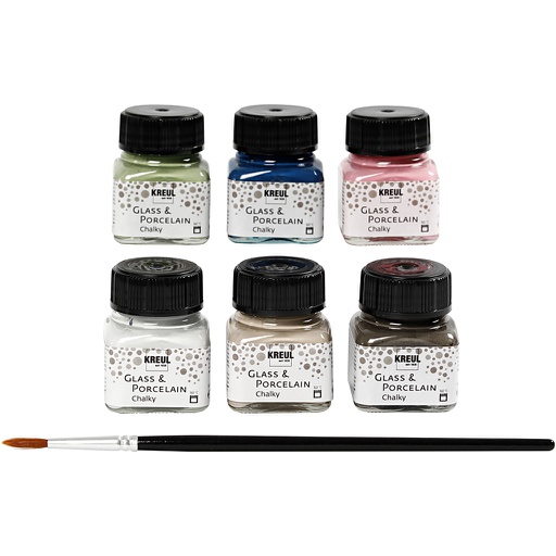 [CR31407] Glas- en porseleinverf, diverse kleuren, 6x20 ml/ 1 doos